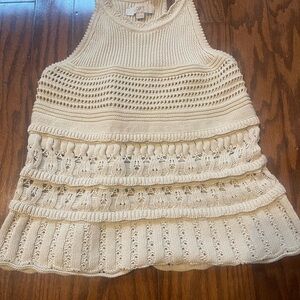 LOFT Cream Textured Knit Top
